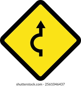 Square traffic road sign board icon warning and indicator sign in addition to the hexagonal stop vector isolated on transparent background. Inform complicated turning. vector illustration.