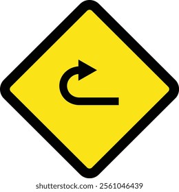 Square traffic road sign board icon warning and indicator sign in addition to the hexagonal stop vector isolated on transparent background. Inform complicated turning. vector illustration.