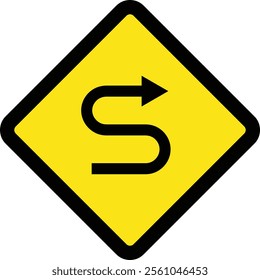 Square traffic road sign board icon warning and indicator sign in addition to the hexagonal stop vector isolated on transparent background. Inform complicated turning. vector illustration.