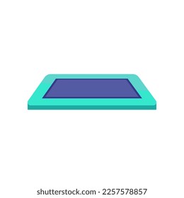 Square trampoline for kids and adults vector illustration. Bouncy object for children playroom or sports center isolated on white background. Childhood, fitness, leisure concept