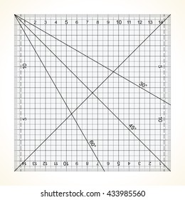 Square Transparent Ruler For Quilting With Millimeter Scale, Vector Illustration