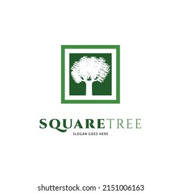 Square Tree Icon Vector Logo Template Illustration Design