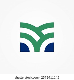 Square and tree line art modern and simple logo design