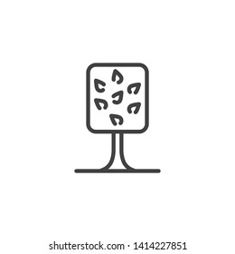 Square tree line icon. linear style sign for mobile concept and web design. Park tree with leaves outline vector icon. Nature symbol, logo illustration. Vector graphics