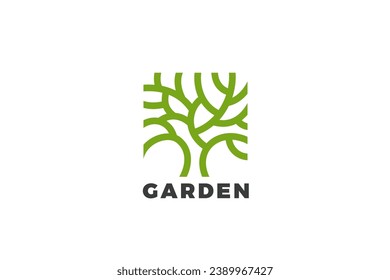 Square Tree Logo Abstract Design Luxury Wellness Style Vector template.