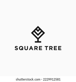 square tree logo design vector silhouette illustration