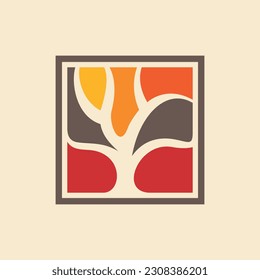 Square Tree Wooden Nature Modern Simple Logo