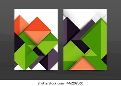 Square and triangle design. Colorful geometric A4 business print template. Brochure or annual report cover, vector business flyer layout, geometric abstract poster, identity illustration