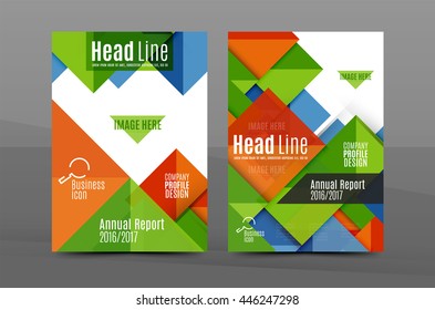 Square and triangle design. Colorful geometric A4 business print template. Brochure or annual report cover, vector business flyer layout, geometric abstract poster, identity illustration