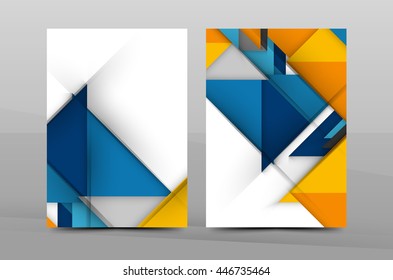 Square and triangle design. Colorful geometric A4 business print template. Brochure or annual report cover, vector business flyer layout, geometric abstract poster, identity illustration