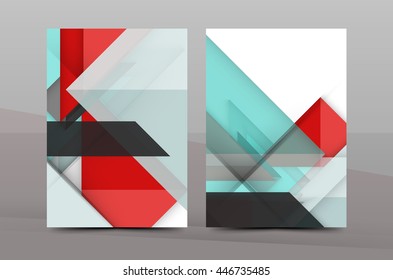 Square and triangle design. Colorful geometric A4 business print template. Brochure or annual report cover, vector business flyer layout, geometric abstract poster, identity illustration