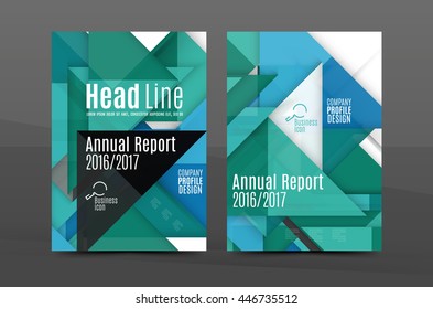 Square and triangle design. Colorful geometric A4 business print template. Brochure or annual report cover, vector business flyer layout, geometric abstract poster, identity illustration