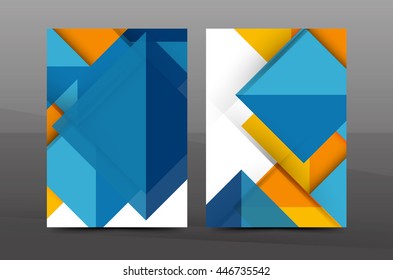 Square and triangle design. Colorful geometric A4 business print template. Brochure or annual report cover, vector business flyer layout, geometric abstract poster, identity illustration