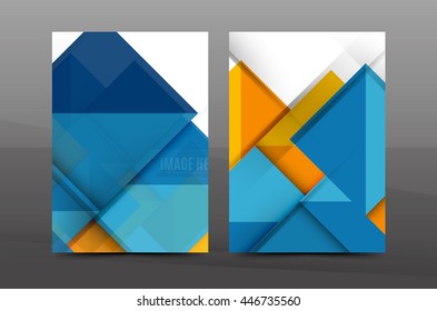 Square and triangle design. Colorful geometric A4 business print template. Brochure or annual report cover, vector business flyer layout, geometric abstract poster, identity illustration