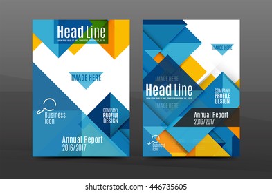 Square and triangle design. Colorful geometric A4 business print template. Brochure or annual report cover, vector business flyer layout, geometric abstract poster, identity illustration