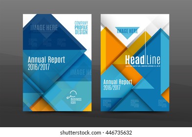 Square and triangle design. Colorful geometric A4 business print template. Brochure or annual report cover, vector business flyer layout, geometric abstract poster, identity illustration