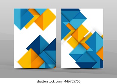 Square and triangle design. Colorful geometric A4 business print template. Brochure or annual report cover, vector business flyer layout, geometric abstract poster, identity illustration