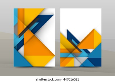 Square and triangle design. Colorful geometric A4 business print template. Brochure or annual report cover, vector business flyer layout, geometric abstract poster, identity illustration