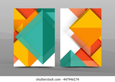 Square and triangle design. Colorful geometric A4 business print template. Brochure or annual report cover, vector business flyer layout, geometric abstract poster, identity illustration