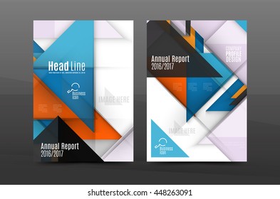 Square and triangle design. Colorful geometric A4 business print template. Brochure or annual report cover, vector business flyer layout, geometric abstract poster, identity illustration