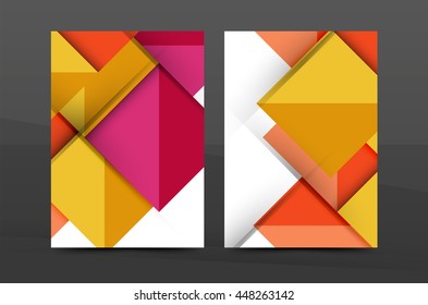Square and triangle design. Colorful geometric A4 business print template. Brochure or annual report cover, vector business flyer layout, geometric abstract poster, identity illustration