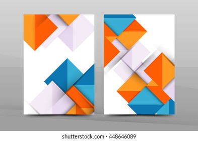 Square and triangle design. Colorful geometric A4 business print template. Brochure or annual report cover, vector business flyer layout, geometric abstract poster, identity illustration