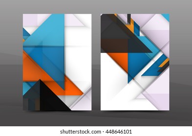 Design quadrado e triângulo. Modelo de impressão empresarial A4 geométrico colorido. Brochura ou relatório anual capa, vetor business flyer layout, geometric abstract poster, ilustração de identidade