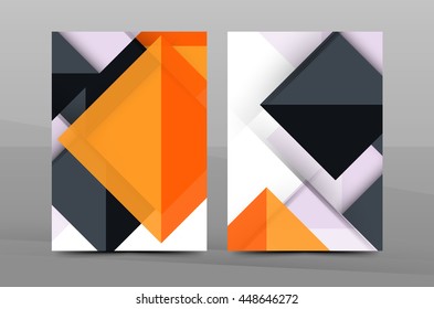 Square and triangle design. Colorful geometric A4 business print template. Brochure or annual report cover, vector business flyer layout, geometric abstract poster, identity illustration