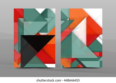 Square and triangle design. Colorful geometric A4 business print template. Brochure or annual report cover, vector business flyer layout, geometric abstract poster, identity illustration