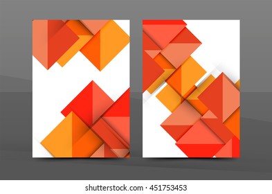 Square and triangle design. Colorful geometric A4 business print template. Brochure or annual report cover, vector business flyer layout, geometric abstract poster, identity illustration