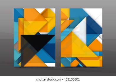 Square and triangle design. Colorful geometric A4 business print template. Brochure or annual report cover, vector business flyer layout, geometric abstract poster, identity illustration
