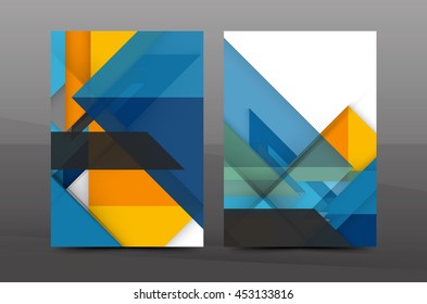 Square and triangle design. Colorful geometric A4 business print template. Brochure or annual report cover, vector business flyer layout, geometric abstract poster, identity illustration