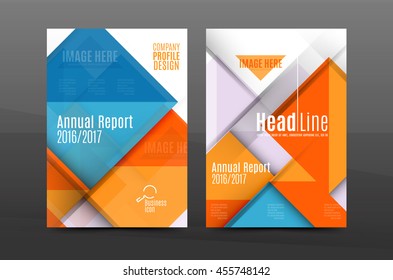 Square and triangle design. Colorful geometric A4 business print template. Brochure or annual report cover, vector business flyer layout, geometric abstract poster, identity illustration