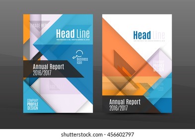Square and triangle design. Colorful geometric A4 business print template. Brochure or annual report cover, vector business flyer layout, geometric abstract poster, identity illustration