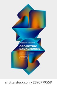 Square and triangle design with fluid gradients, abstract background
