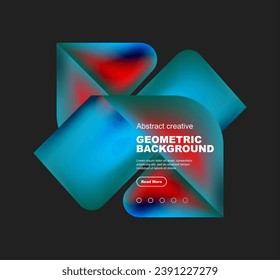 Diseño cuadrado y triangular con gradientes de fluido, fondo abstracto