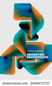 Square and triangle design with fluid gradients, abstract background