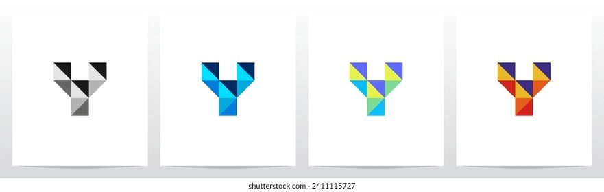 Square Triangle Geometric Colorful Mosaic Letter Logo Design Y