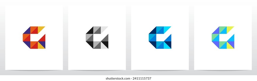 Square Triangle Geometric Colorful Mosaic Letter Logo Design G