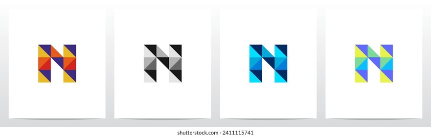 Square Triangle Geometric Colorful Mosaic Letter Logo Design N