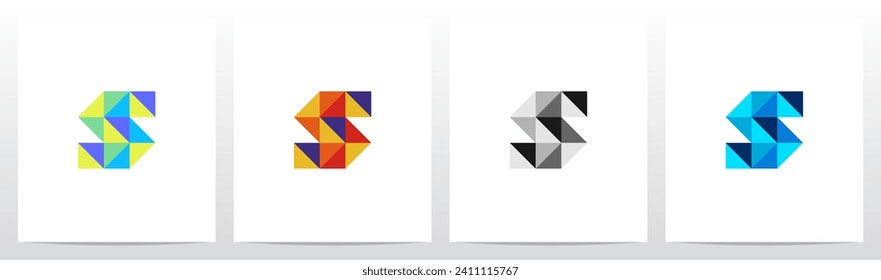 Square Triangle Geometric Colorful Mosaic Letter Logo Design S