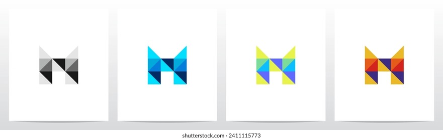 Square Triangle Geometric Colorful Mosaic Letter Logo Design M