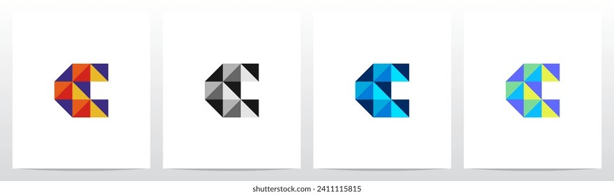 Square Triangle Geometric Colorful Mosaic Letter Logo Design C