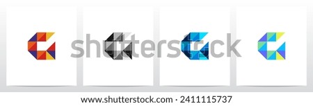 Square Triangle Geometric Colorful Mosaic Letter Logo Design G