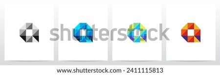 Square Triangle Geometric Colorful Mosaic Letter Logo Design Q