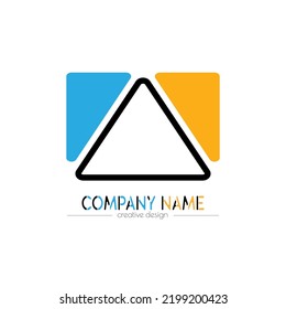 Square and triangle. Geometric template for a logo, sticker, logo or brand. Illustration for websites, applications and creative ideas. Flat style