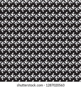 Square and triangle geometry shape art grid tile pattern abstract black and white color seamless background vector
