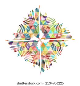 square with triangles  colorful cut out vector background illustration