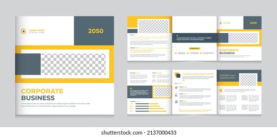 square Trifold brochure design. Modern three-fold presentation layout templates Brochure design