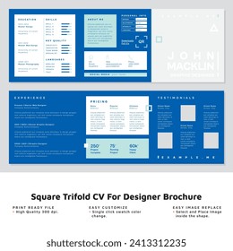 Square Trifold CV For Designer Brochure.